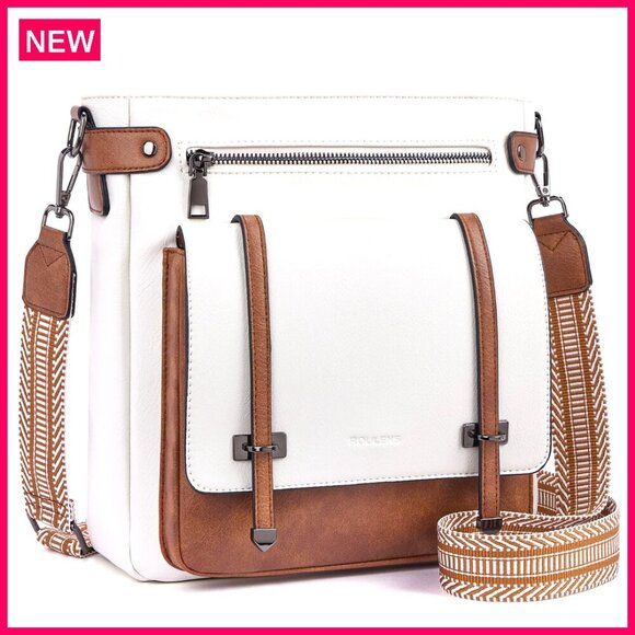 Handbags - Vegan Leather Crossbody Bag with Multiple Pockets Adjustable Strap Travel Purse